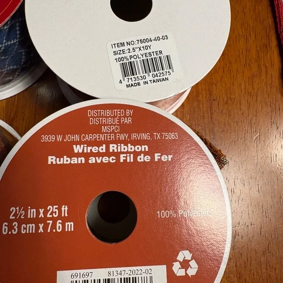 Wired Ribbon, NEW, Pack Of 10 Rolls - Picture 9 of 12